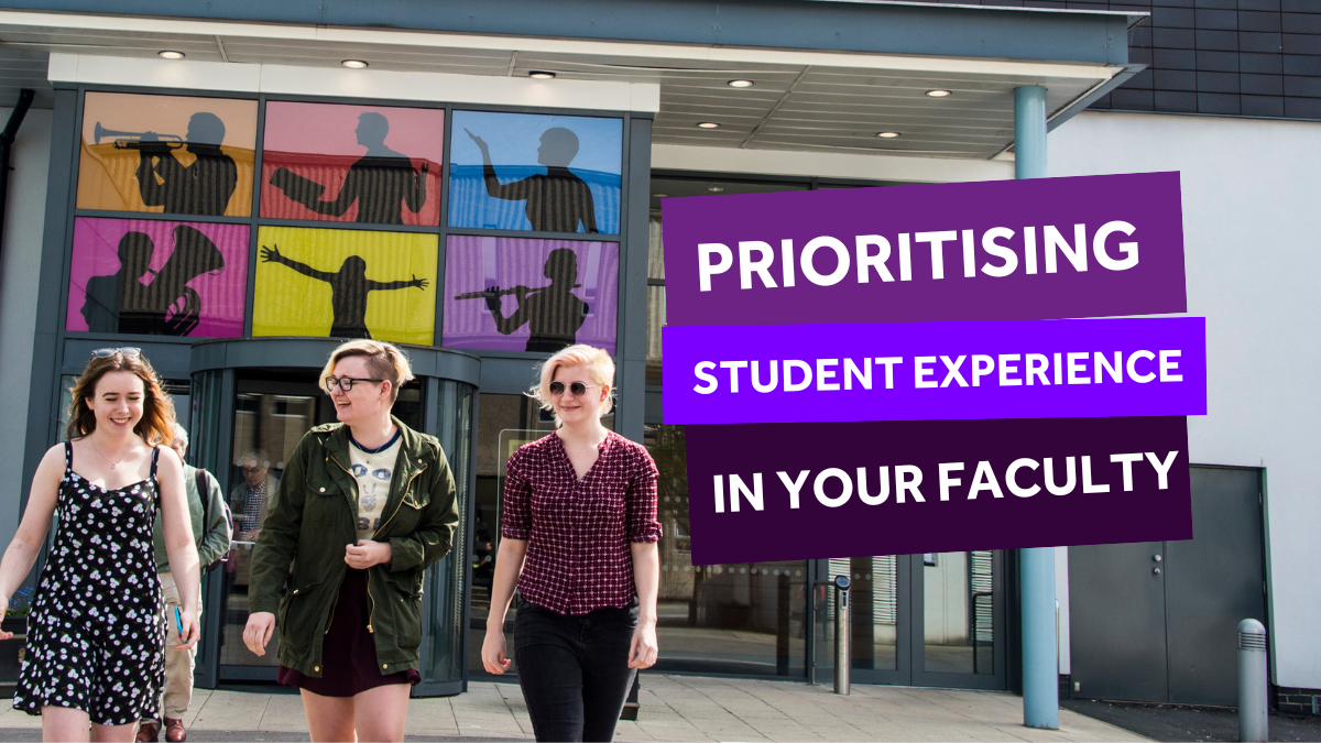 Three smiley students walking from University building